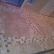 18 x 18 Travertine with 2 x 2 mosaic accent boarder